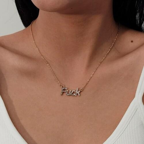 Simple Little Valentine Letter Rhinestone Crystal Pendant Necklace Womens Bohemian Sexy Fashion Neck Necklaces Charm Jewelry