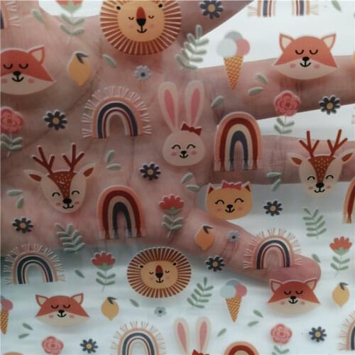 Woods Animals Printed JELLY Sheets Transparent TUP Leather See Through Vinyl Leather For DIY Bows 21X29CM T592B