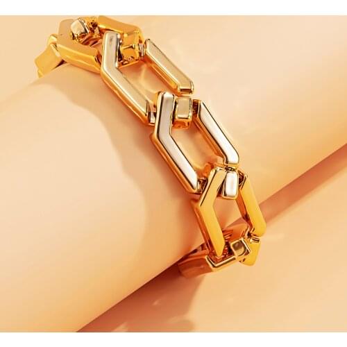 PuRui Punk CCB Material Thick Chains Bracelets for Women Hiphop Chunky Hand Chains Jewelry Gold/Silver Color Bracelets Girl Gift