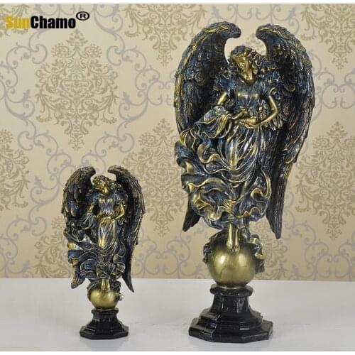 Retro Goddess Of Victory Angel Figurines Mascot Victory Goddess Art Sculpture Resin Art&Craft Home Decoration Ornaments