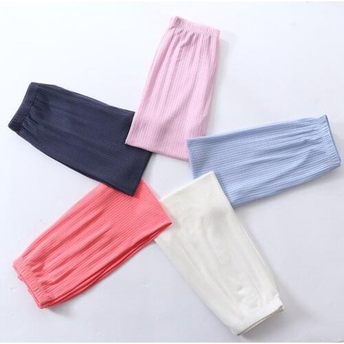 Childrens Clothing Girls Cotton Sweatpants New Summer Loose Candy Color Homeclothes Boys Pants Straight-Leg Pants Kid Trousers