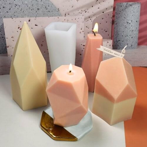 3D Geometric Stone Candle Silicone Mold DIY Creative Bullet Shaped Aromatherapy Candle Handmade Soap Silicone Mold Making Tool