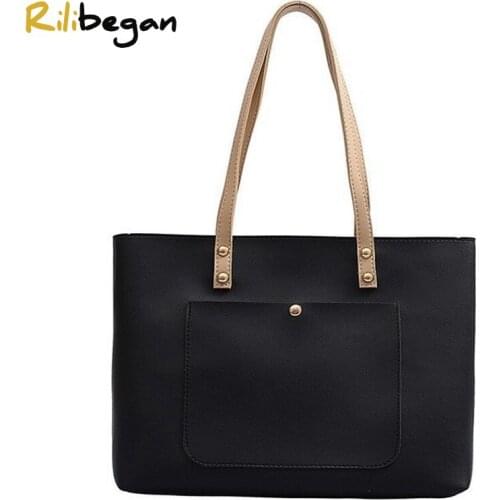 New PU Leather Women Tote Bag High Quality Fashion Shoulder Bag for Women Solid Vintage Style Crossbody Handle Handbag Women