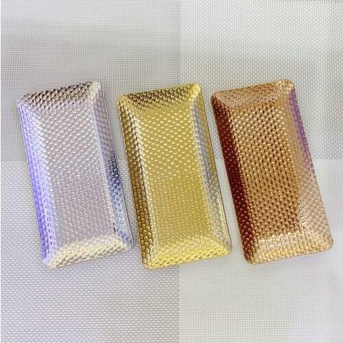 Stainless Steel Towel Plate Bright Hammer Point Towel Tray Multi-Purpose Dish Hotel Rectangular Napkin Plate Small Tray
