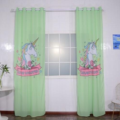 FMH Tulle Unicorn Printed Sheer Curtains for Living Room Bedroom Sliding Glass door Chiffon Voiles Drapes Window Treatment