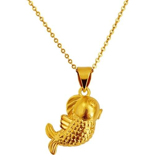 VAMOOSY 24K Gold Color Fish Head Pendant Necklaces for Women Aesthetic Choker Link Chains Charms Wedding Jewelry Bridal Gifts
