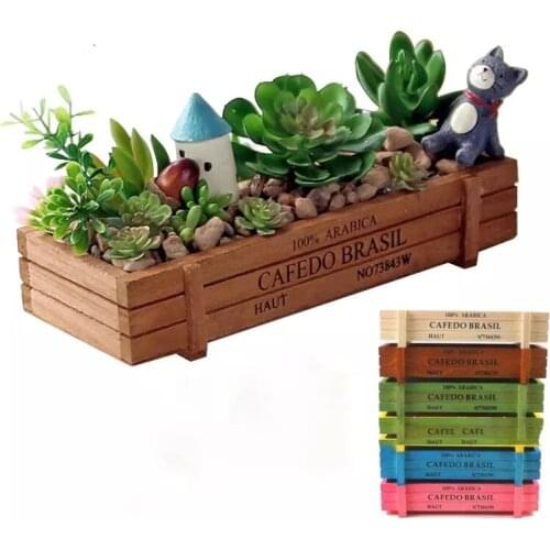 Plant Garden Decor Vintage Natural Home Desktop Flower Pot Planter Vintage Succulent Container Wooden Case For Gardening Device