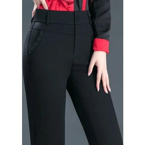 2021 New Autumn Women Pants High Waist Straight-leg Pants Casual Cotton Ankle-Length Pants Ladies Office Work Trousers joggers