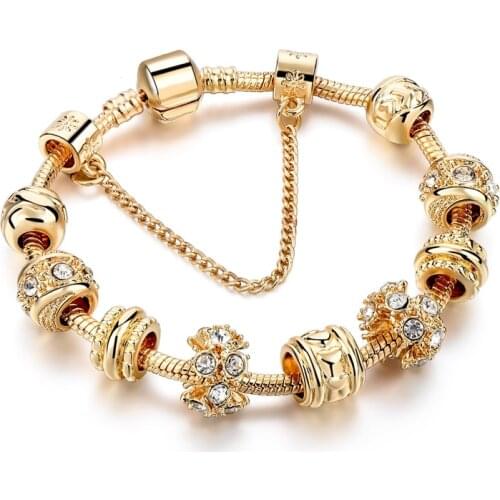 2020 Wholesale INS gold flower bead Bracelets&Bangles For Women Pulseira Feminina Charm Crystal Jewelry Trendy Bracelet BT200303