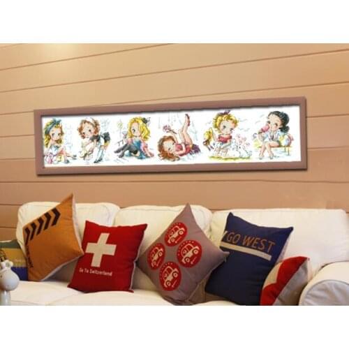 Gold Collection Lovely Counted Cross Stitch Kit Pin Up Girl Six Little Girls SO