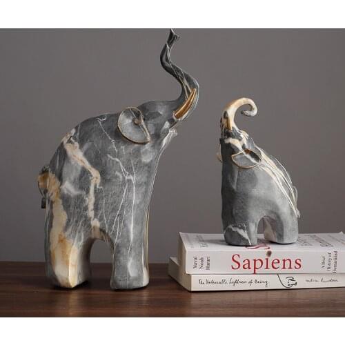 1Set Creative Marble Patterns Absorbing Elephant Home Furnishings Simple Living Room Entrance Resin Decor Crafts Decorations