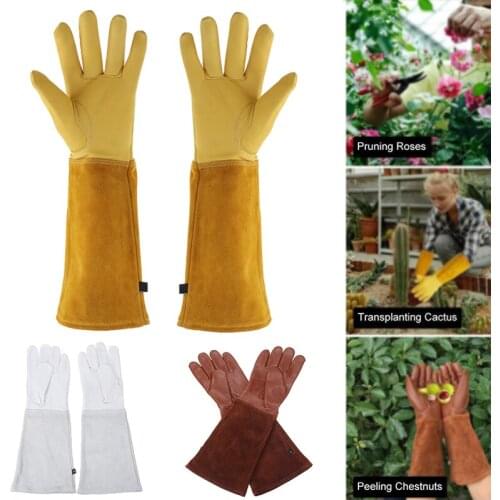 1 Pair Heavy Duty Gardening Rose Pruning Gauntlet Gloves Thorn Proof Long Sleeve Work Welding Garden Gloves
