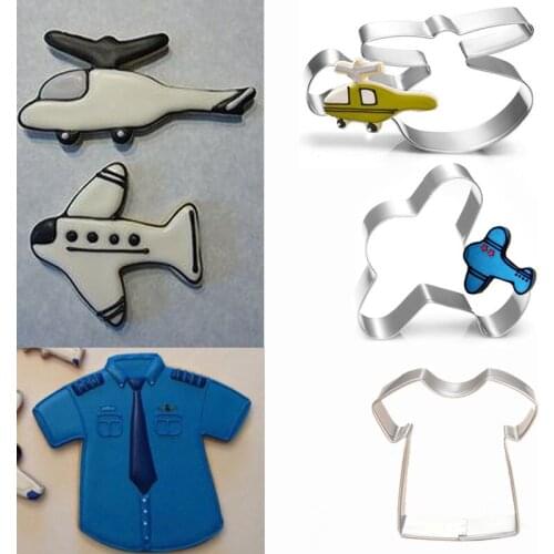 1pcs patisserie reposteria Kitchen Plain Aircraft Uniform Mold Metal Cookie Cutter Fondant Cake Decor Tools Pastry Biscuit Mould