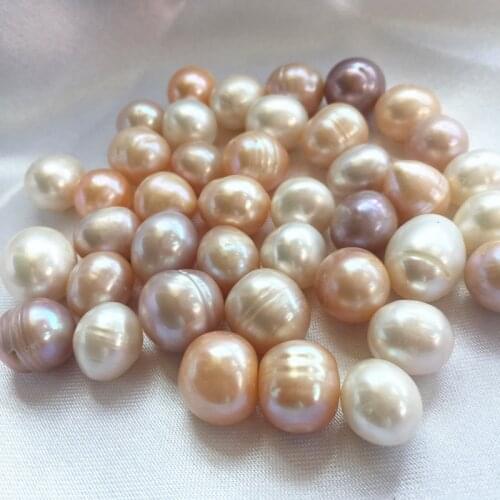10pcs/bag no hole large natural white peach purple genuine pearl oval barrel shape jewelry diy beads