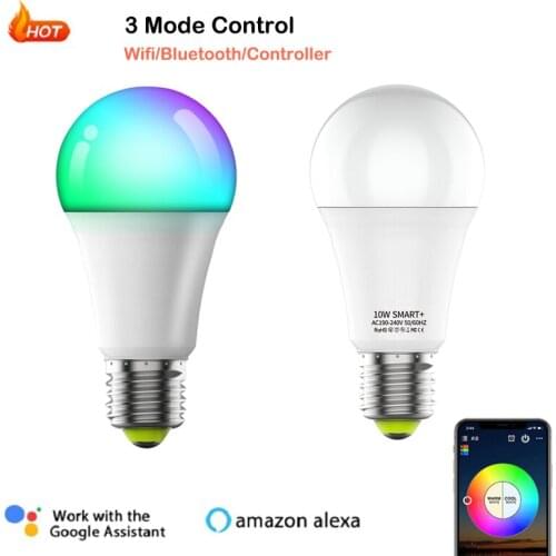 10W E27 WiFi Smart Bulb RGB Corlorful Dimmable Lamp Bulbs Timer Led Light Remote Control Magi Home Pro APP Alexa Google Home