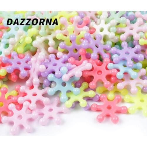 14mm 100/200/300/500Pcs Snowflake Acrylic Beads Spacer Beads For DIY Jewelry Necklace Bracelet Accesories Mixed Color