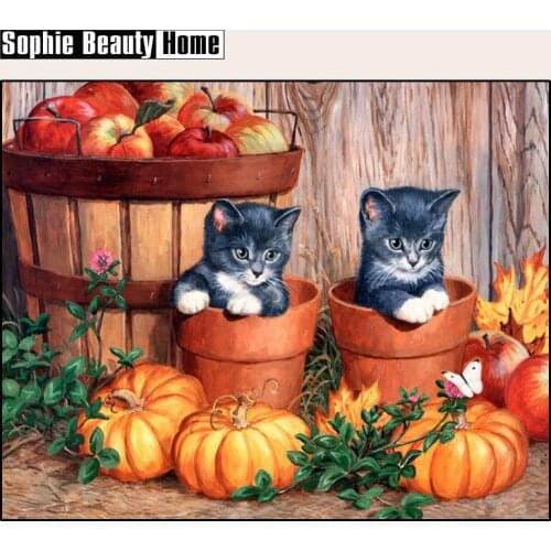 2018 New Diy Diamond Painting Cross Stitch Animal Series Two Cats Full Drill Rhinestone Embroidery Pasted Mosaic Home Decor