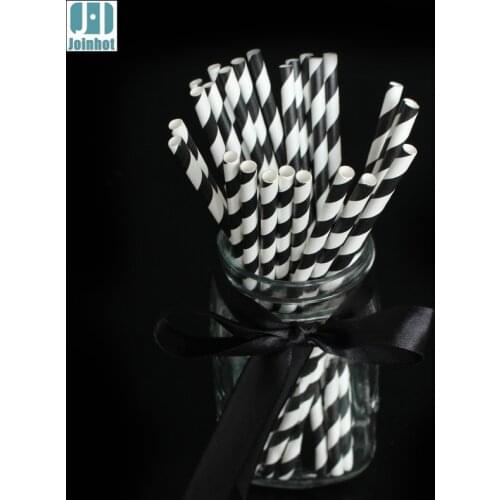 25pcs/lot black stripe Paper Drinking Straws Drinking Tubes Party Supplies favor Halloween party decoration