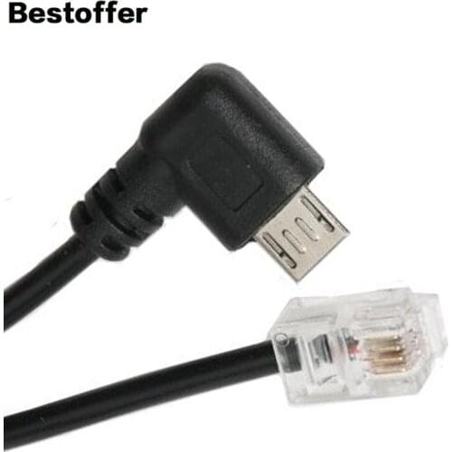 25CM USB Micro 5P Male to RJ9 4P4C Crystal Head Male Converter Wire Telephone Handset Cable