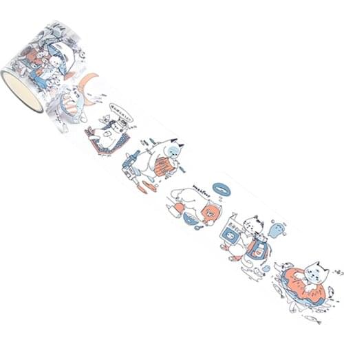 50mm*3m Kawaii Girls and boys cat PET Washi Masking Tape Release Paper Stickers Scrapbooking Stationery Decorative Tape