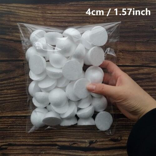 50pcs 4cm White Half Round Solid Polystyrene Styrofoam Foam Balls for Christmas Kids Modelling Craft 40mm / 1.57 inch