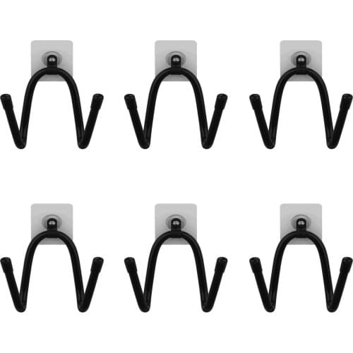 6pcs/lot 12 Hook Hat Coat Clothes Rack Umbrella Stand W Style Steel Hanger Self-adhesive