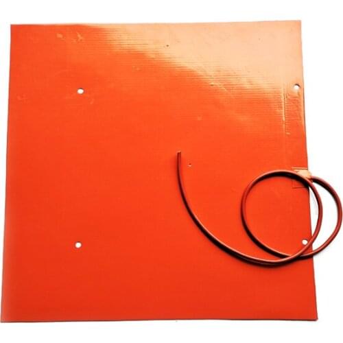 600*600*1.5mm 220v 1450w Silicone heater for 3d printer adhesive 1 side 5 holes on pad 1000mm lead wire