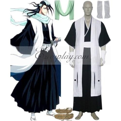 65% cotton+35% polyester Japanese Anime Outfit Bleach 6th Division Captain Kuchiki Byakuya Cosplay Costume E001
