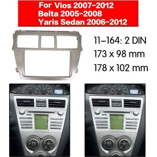 AL21 -2 DIN Car Stereo Radio DVD Player Frame Fascia Panel Trim for Toyota Vios 2007-2012, Belta 2005-2008, Yaris Sedan 2006