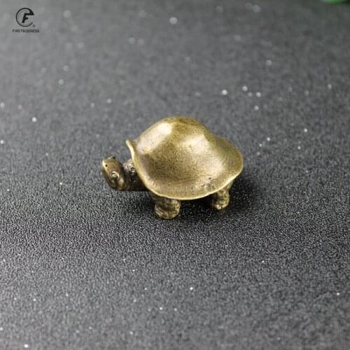 Antique Copper Longevity Turtle Miniatures Figurines Chinese Classical Brass Turtle Ornaments Vintage Animal Paperweight Decors