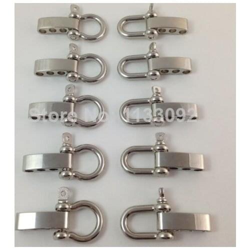 20 Pack/lot Stainless Steel Adjustable shackles for 550 paracord bracelets D and Bow shackles free ePacket shipping
