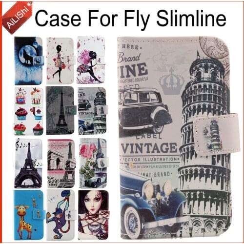 AiLiShi Case For Fly Slimline Luxury Flip PU Painted Leather Case Fly Exclusive 100% Special Phone Cover Skin+Tracking