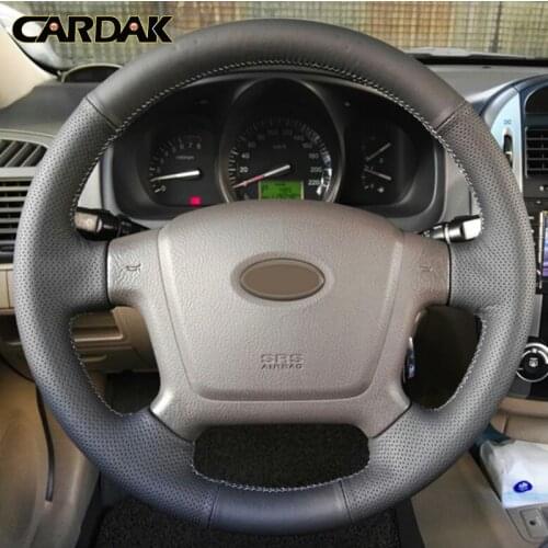 Black Artificial Leather Car Hand-stitched Steering Wheel Cover for Kia Cerato 2005-2012 Old Kia Ceed