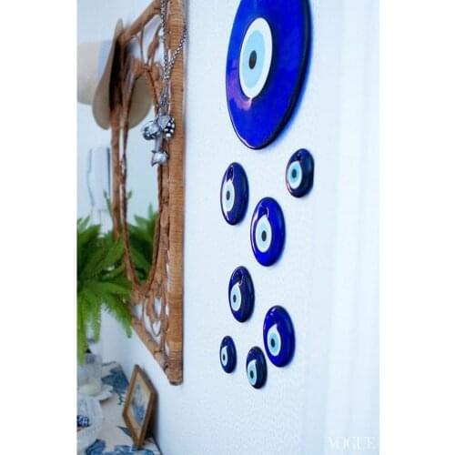 Decorative Evil Eye Set of 8 Glass Beads Charm Turkish Amulet for Wall Hanging Talisman Room Decor Boho Home Goodluck Pendant