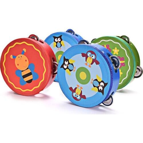 Baby Hand Drum Rattles Toy Infant Wooden Musical Instruments Toy Kids Tambourine Beat Handbell Rattles Children Educational Toys