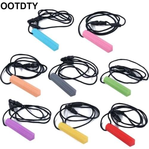 Baby Silicone Teether Kids Chew Necklace Sensory Chewy Pendant Teething Toys for Autism ADHD Special Needs
