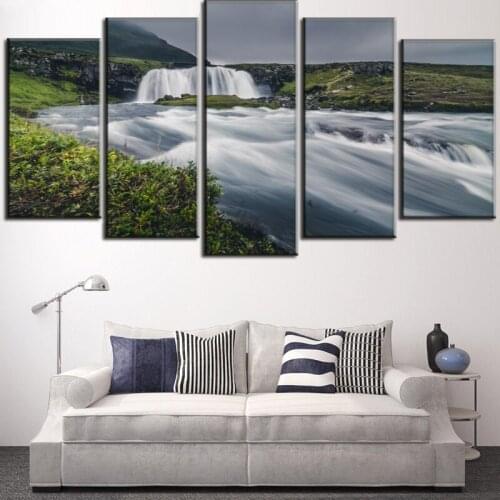 2016 Hot Sale Modern Mountain And River Landscape Canvas Painting On Canvas 5 Piece Canvas Wall Art Scenery Painting By Numbers