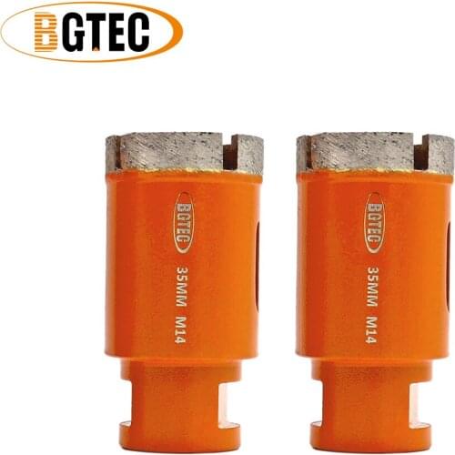 BGTEC 2pcs Diameter 35mm Diamond Welded Drilling Core Bits (Wet) M14 thread for drilling granite and marbel hole saw
