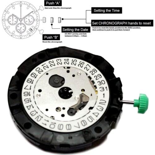 Miyota OS21 0S21 Chronograph Analogue Quartz Day At 4.5 Position Japan