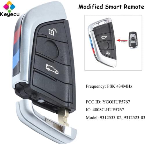 KEYECU Modified CAS4 CAS4+ FEM Smart Remote Key With 3 Button 434MHz - FOB for BMW X3 F25 X4 F25 M2 F87 M3 M4 F80 F82 YGOHUF5767