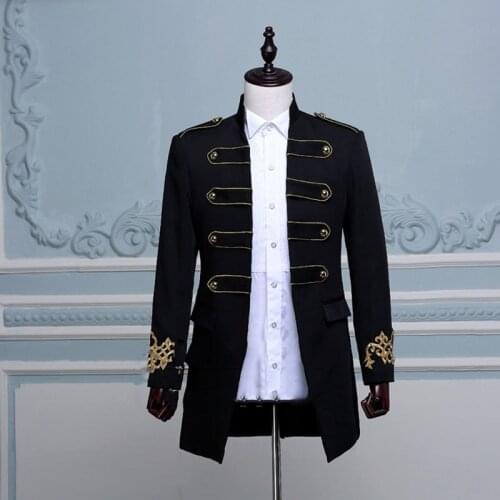 Mens Black Embroidery Blazer Jacket Party Wedding Prom Dress Tuxedo Blazer Men Nightclub Stage Singer Show Cosplay Cotume Homme
