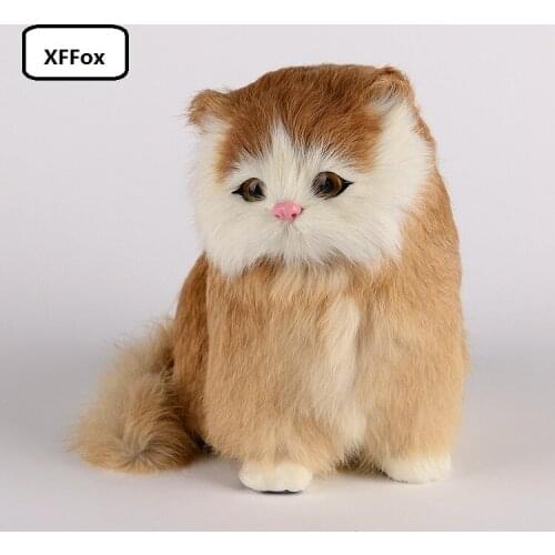 New real life yellow cat model plastic&furs simulation sitting cat doll gift about 16x12x16cm xf1267