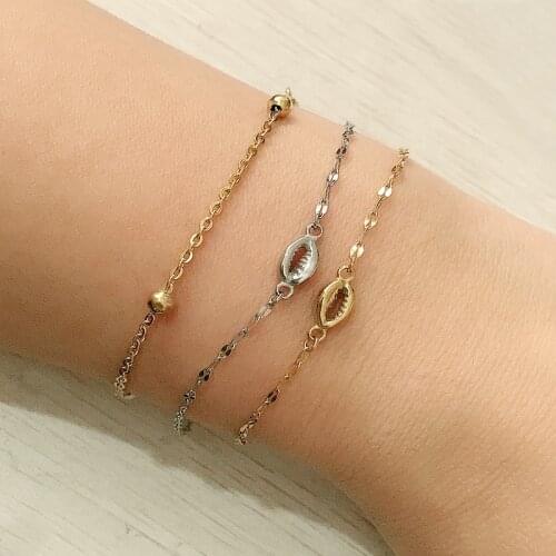 New fashion shell not fade Stainless steel Bracelets Adjustable size Bangles For Women Girls gold Silver color Bracelets Jewelry