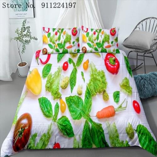 Vegetable And Fruit Printing Duvet Cover Bell Pepper Avocado Bedding Set Double Twin Full Queen King Bed Set For Bedroom Decor