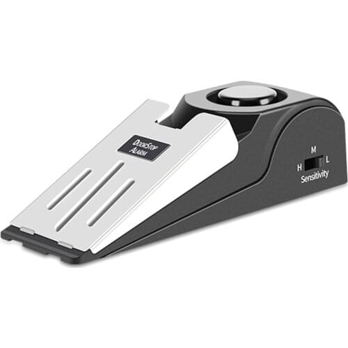 Portable 125DB Door Stop Alarm Wedge-shaped Stainless Steel 3 Sensitivity Level Sensor Wireless Home Travel Security
