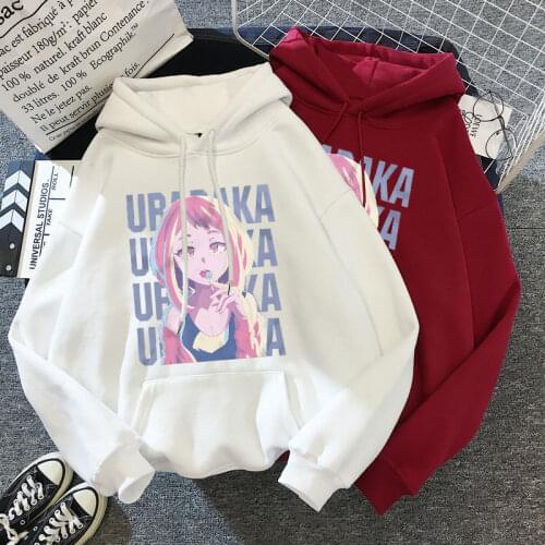 Japanese anime beauty print long-sleeved pullover oversized Harajuku hoodie casual loose sweatshirt ladies streetwear top