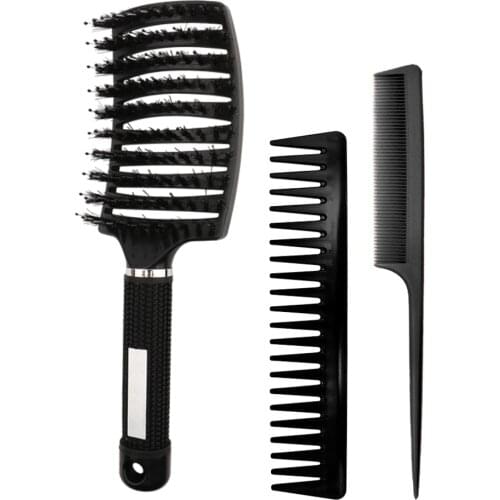 3Pcs Brosse Detangling Hair Brush Demelante Comb Set Female Scalp Massage Comb Brosse Demelante Detangling Hair Barber Accessory