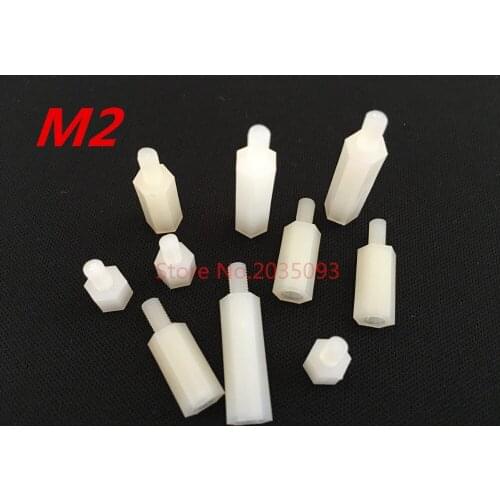 200pcs Male To Female Thread M2*5/6/8/10/12/15/18/20mm+6mm White Plastic Nylon Hexagon Hex Standoff Spacer Pillars/column
