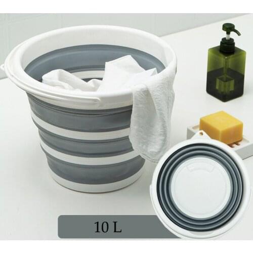 10L Silicone Folding Bucket for Fishing Promotion Folding Bucket Car Wash Outdoor Camping Trip Household Multifunctional Bucket
