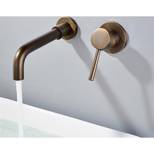 Bathroom Faucet Brass Hot & Cold Wall Mounted Sink Mixer Tap Single Handle Bathtub Faucet